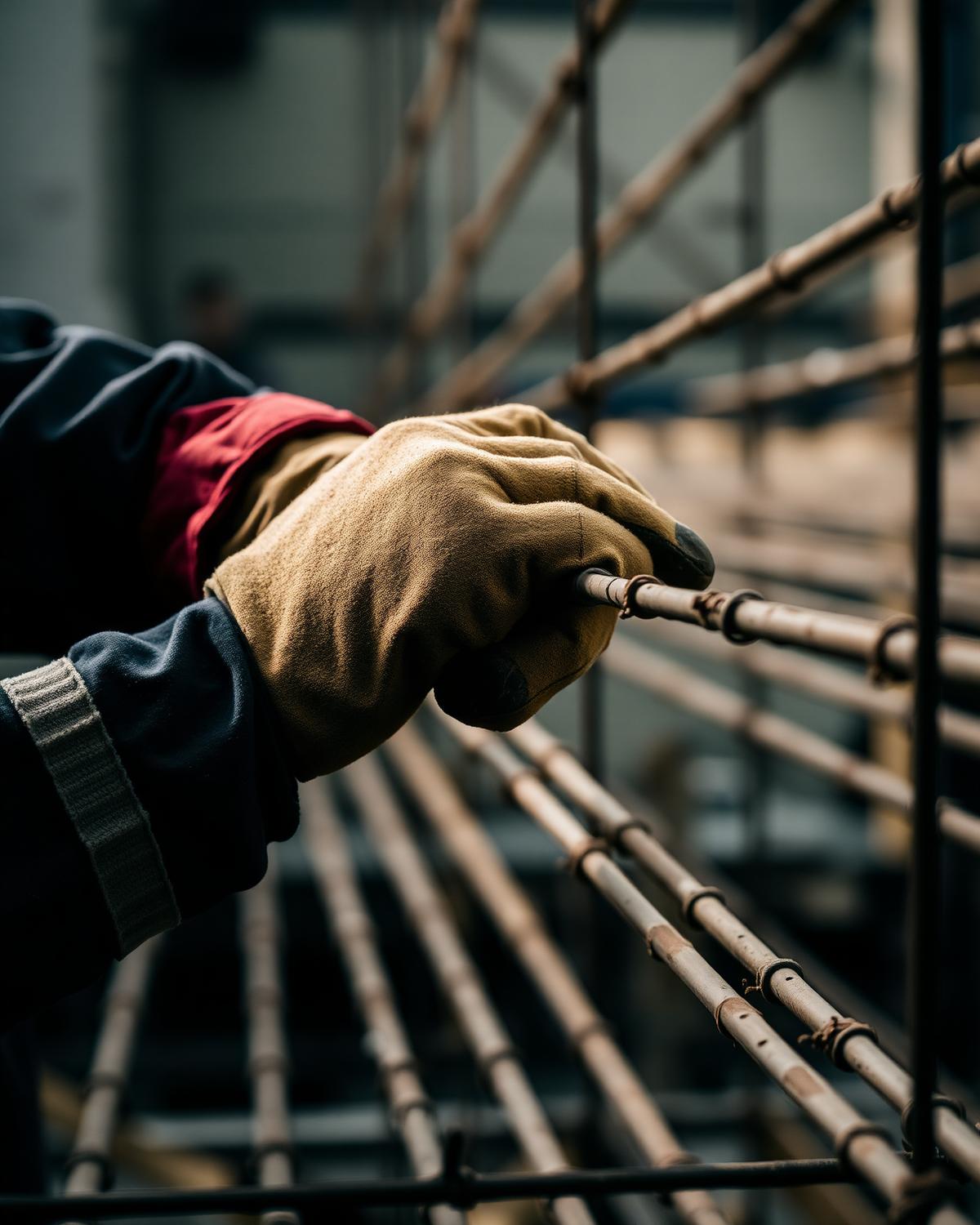 Trabalho manual em estrutura de aço